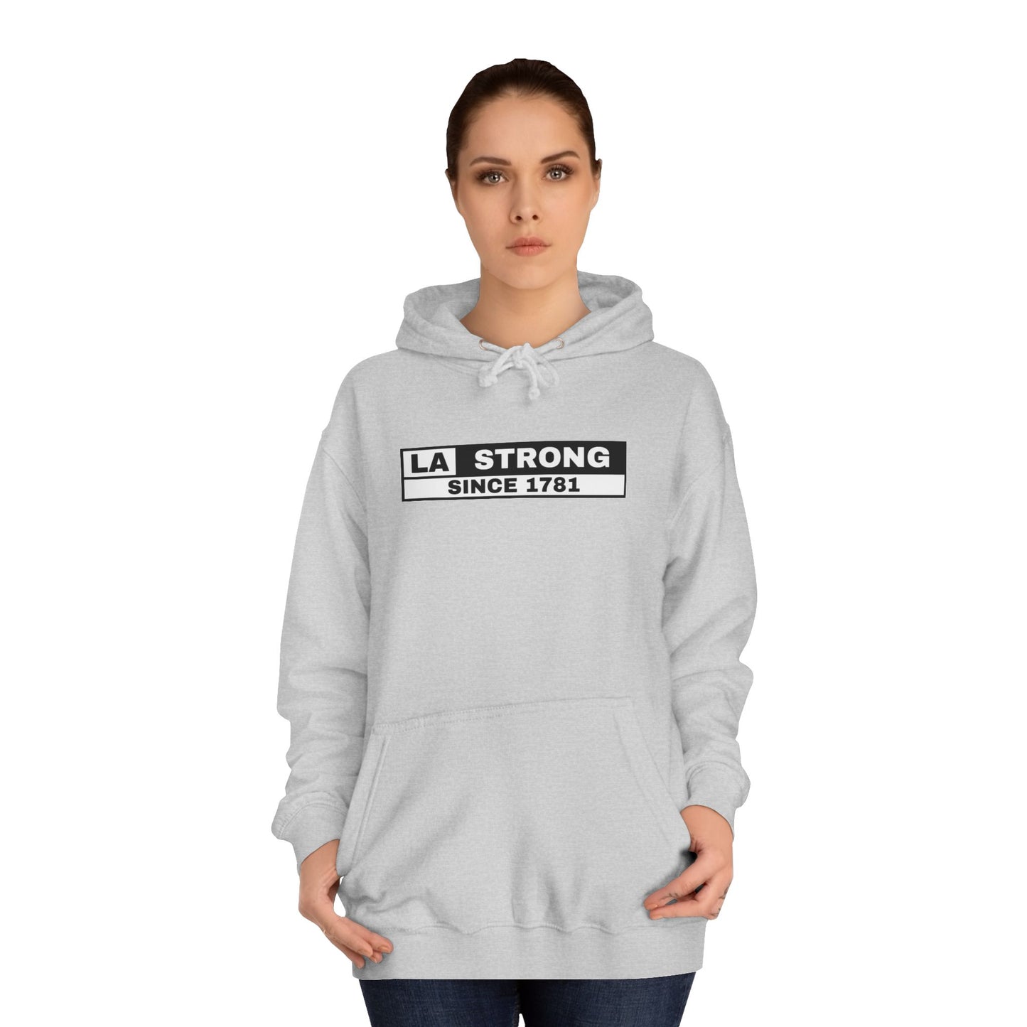 LA Strong Unisex College Hoodie - White Sportswear for Comfort & Style