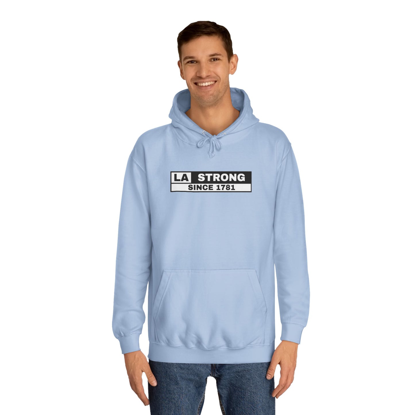 LA Strong Unisex College Hoodie - White Sportswear for Comfort & Style