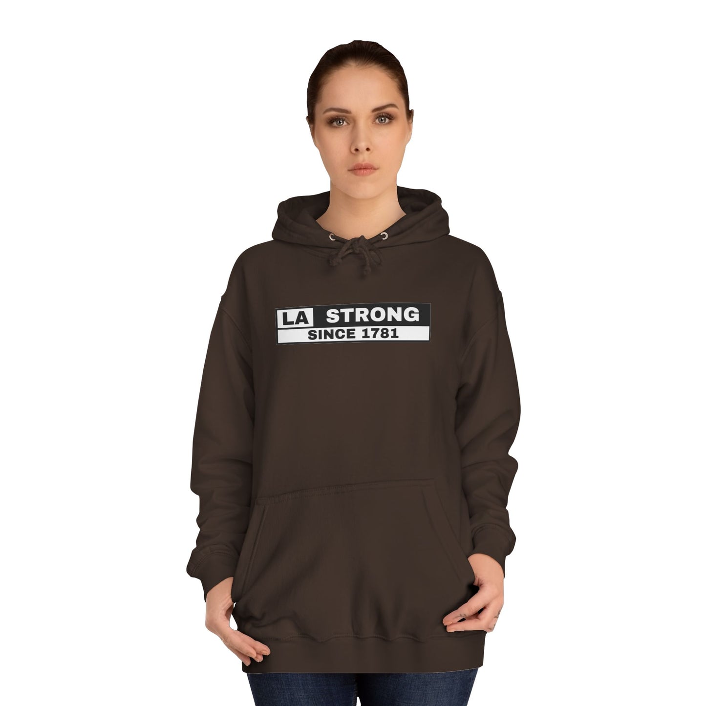 LA Strong Unisex College Hoodie - White Sportswear for Comfort & Style