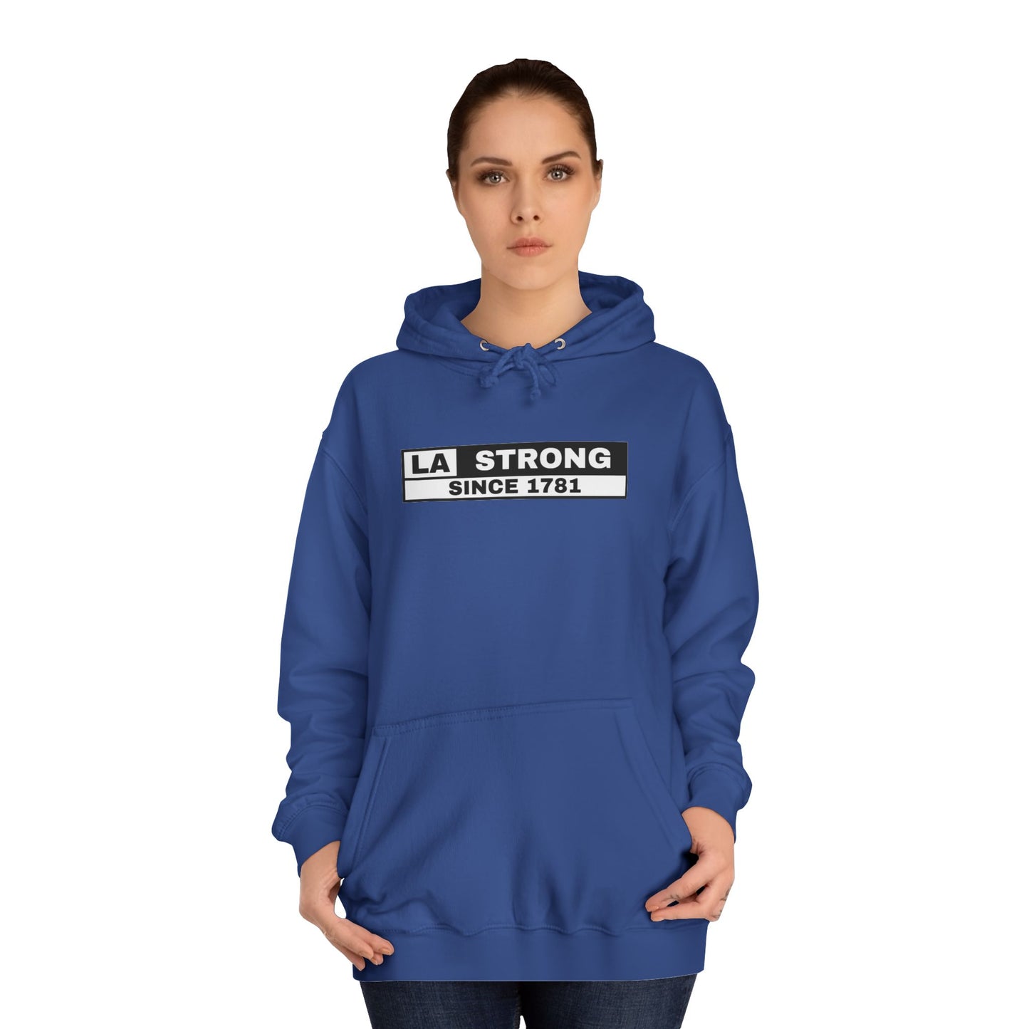 LA Strong Unisex College Hoodie - White Sportswear for Comfort & Style