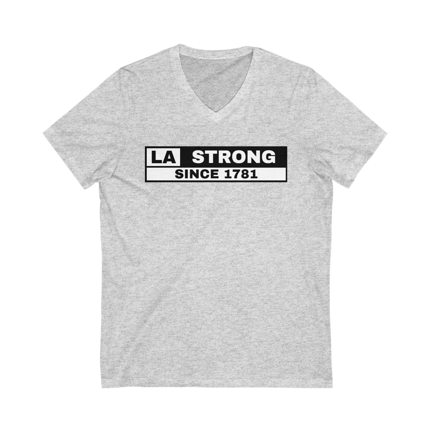 LA Strong V-Neck Tee - Unisex Gray Shirt Celebrating Los Angeles Heritage