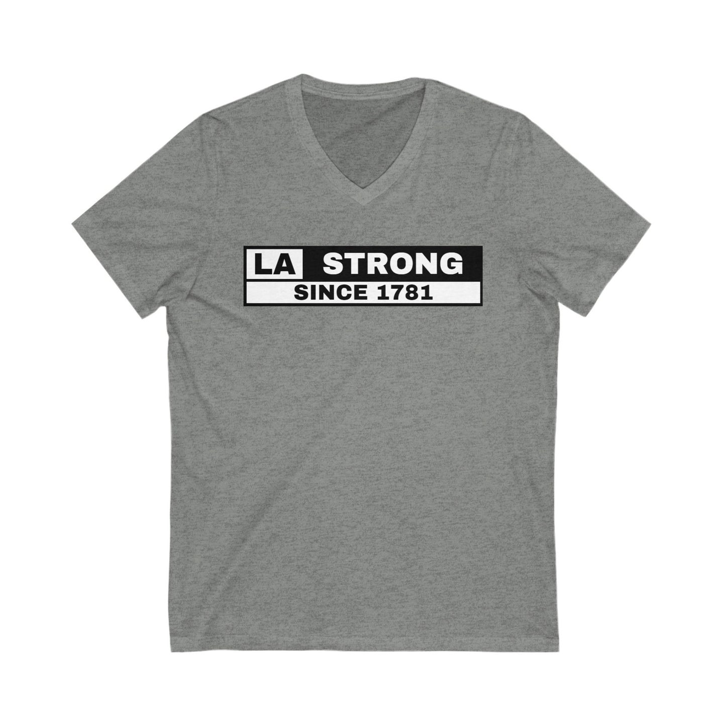 LA Strong V-Neck Tee - Unisex Gray Shirt Celebrating Los Angeles Heritage