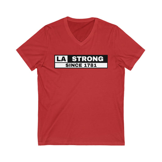 LA Strong V-Neck Tee - Unisex Gray Shirt Celebrating Los Angeles Heritage