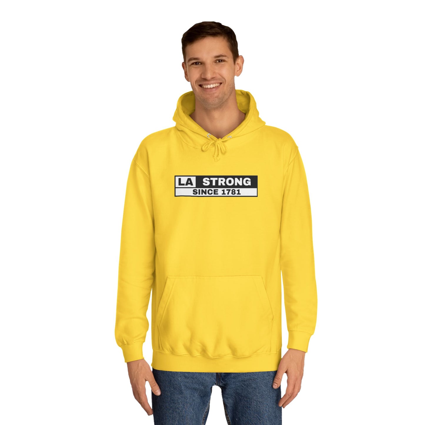 LA Strong Unisex College Hoodie - White Sportswear for Comfort & Style