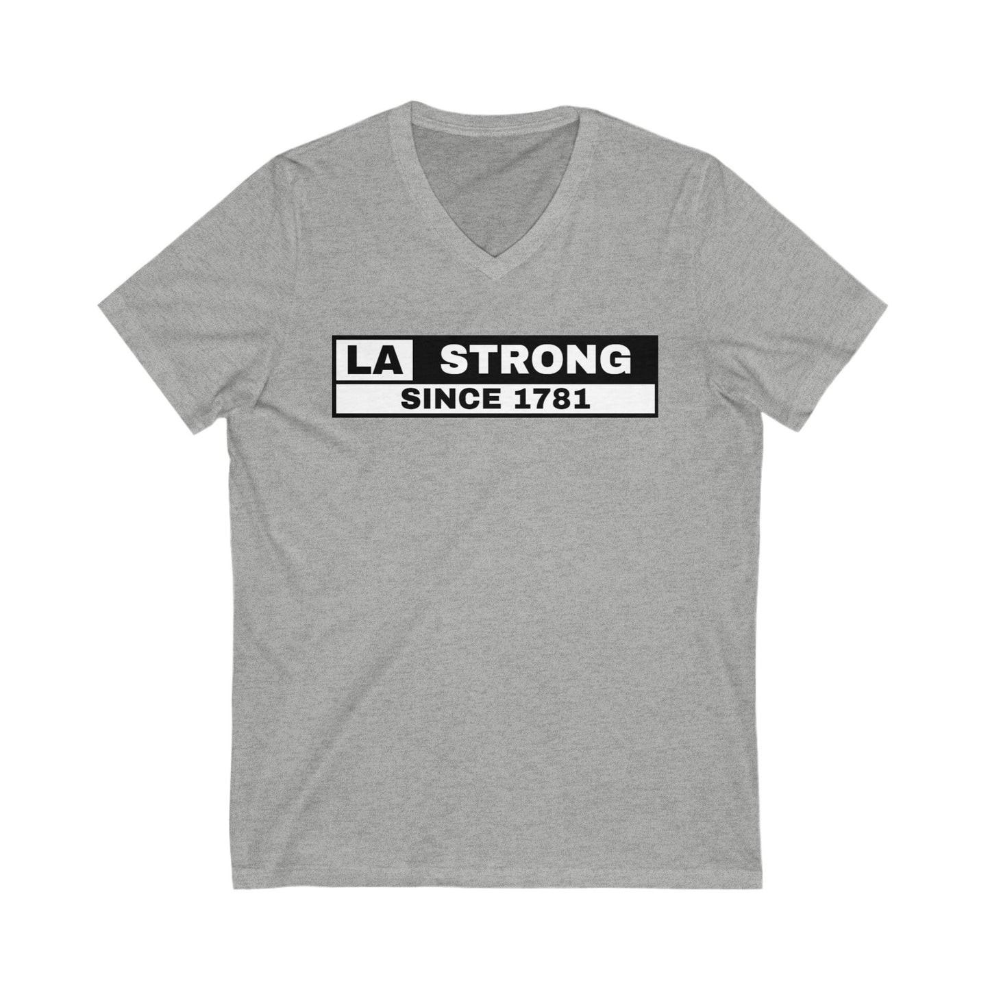 LA Strong V-Neck Tee - Unisex Gray Shirt Celebrating Los Angeles Heritage