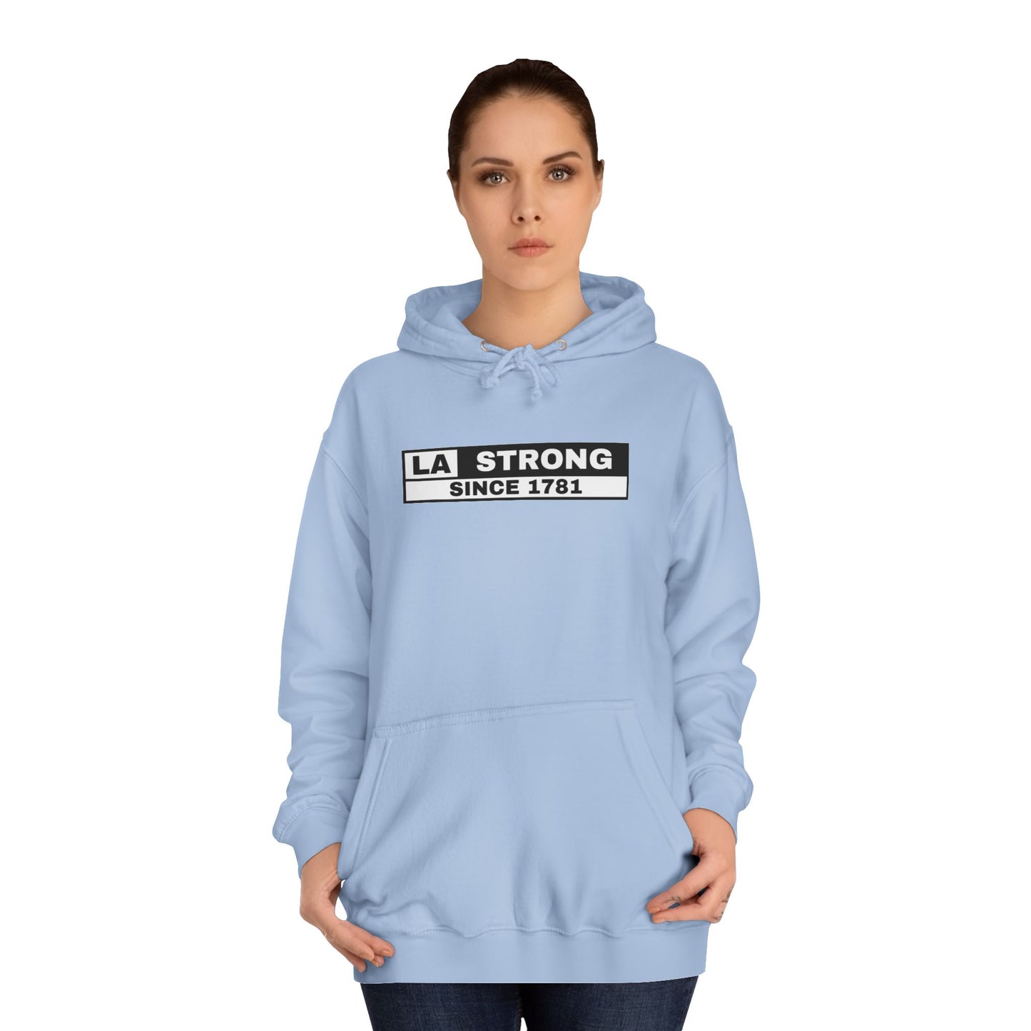 LA Strong Unisex College Hoodie - White Sportswear for Comfort & Style