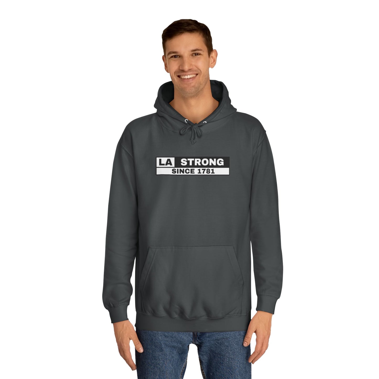 LA Strong Unisex College Hoodie - White Sportswear for Comfort & Style