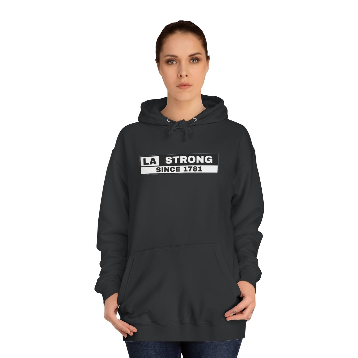 LA Strong Unisex College Hoodie - White Sportswear for Comfort & Style