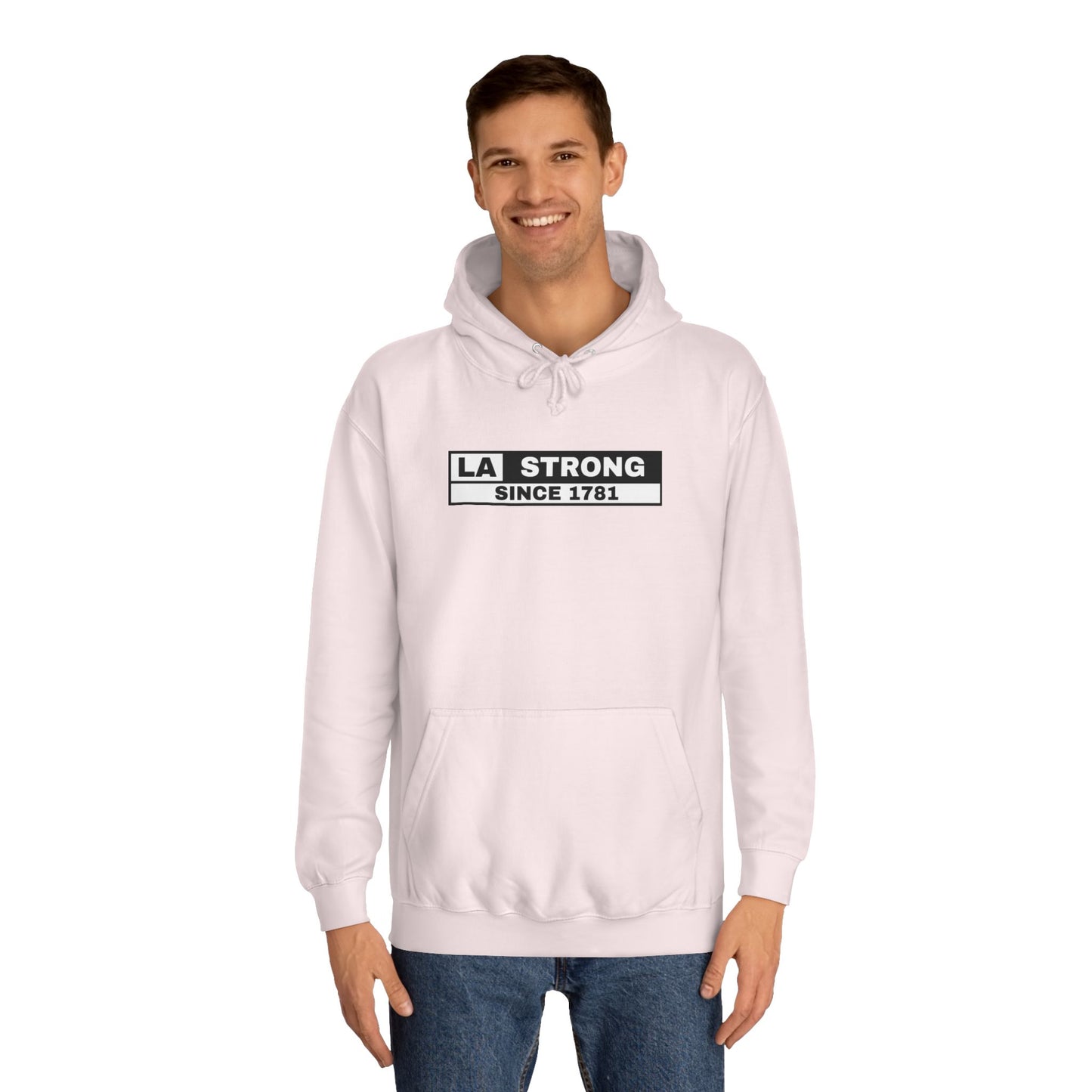 LA Strong Unisex College Hoodie - White Sportswear for Comfort & Style