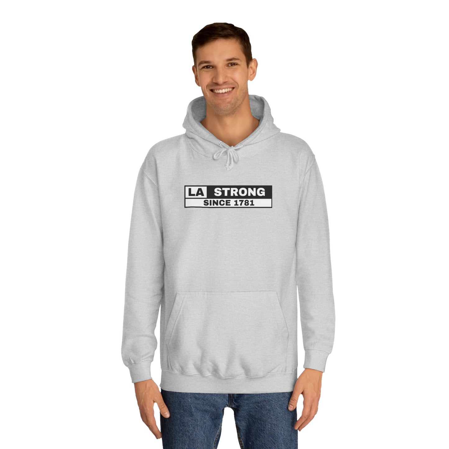 LA Strong Unisex College Hoodie - White Sportswear for Comfort & Style